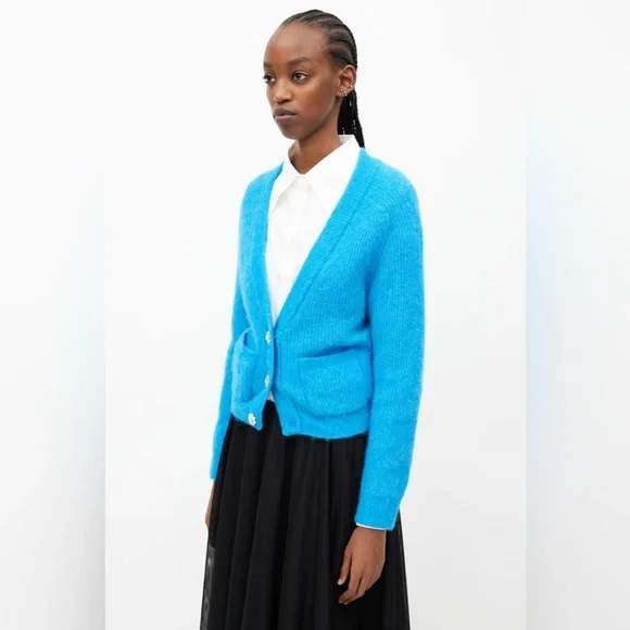 GANNI Soft Knit Cardigan With Crystal Buttons - Picture 5 of 9